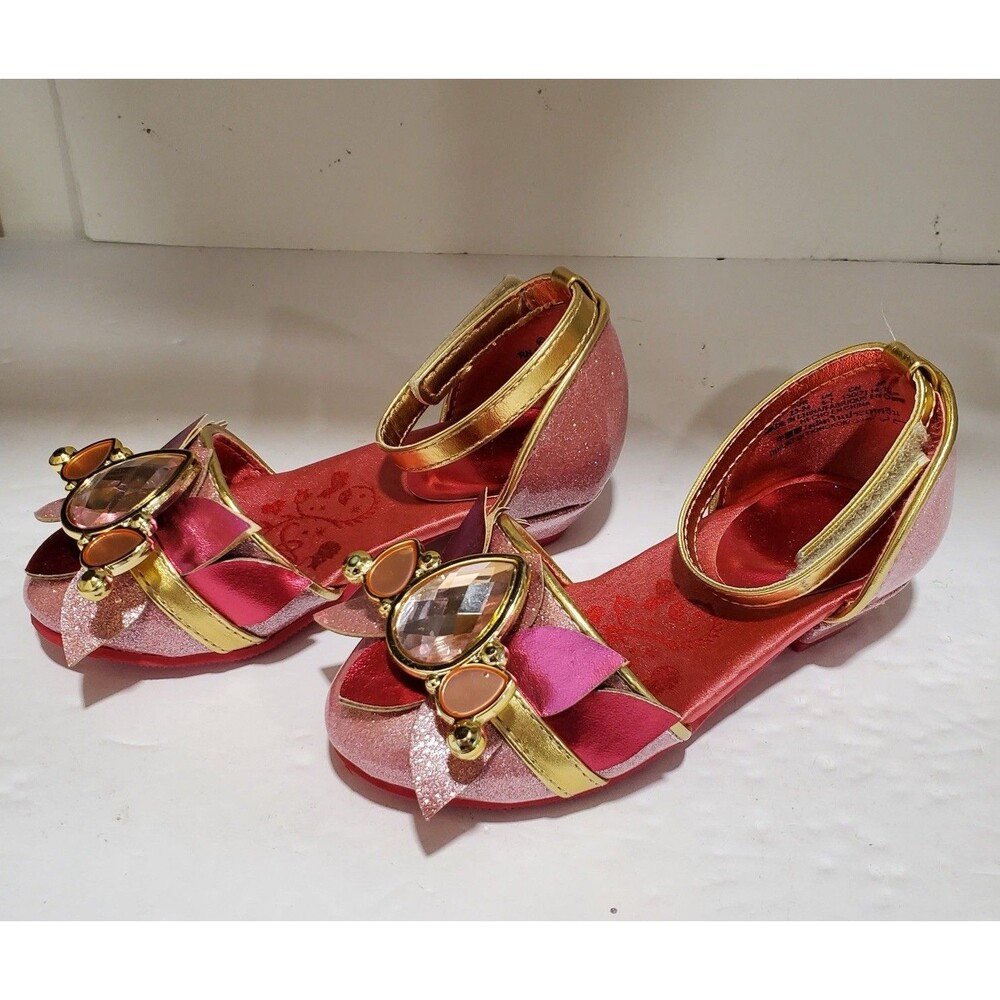 Aurora Girl's 7/8 Costume Shoes Pink Gem Princess Sleeping Beauty Disney Store - Picture 4 of 9